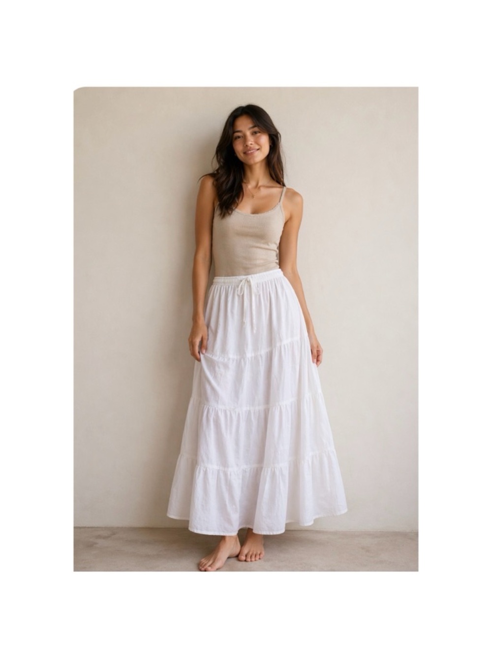 White Tiered Maxi Skirt - Lightweight Summer Skirt - Picture 2 of 2